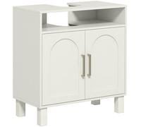 Homcom mueble bajo lavabo, mueble de baño con estante ajustable para lavabos sin pedestal, 60x30x63 cm, blanco crema 63 cm