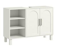 Homcom mueble bajo lavabo mueble de lavabo con pie armario de baño moderno con 2 puertas y estantes ajustables 90x30x63 cm crema 30 cm