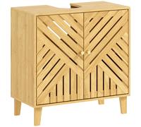HOMCOM Mueble bajo Lavabo de Bambú con 2 Puertas Lamas y Estante Ajustable para Lavabo sin Pedestal 60x30x60 cm Natural