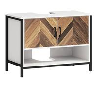 HOMCOM Mueble bajo Lavabo con 2 Puertas y Compartimento 80x40x60cm Crema y Nogal