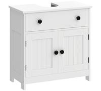 HOMCOM Mueble Bajo Lavabo de Baño Moderno sobre Patas con Bisagras de Cierre Amortiguado Cajón 2 Puertas Blanco Aosom España
