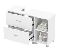HOMCOM Mueble Bajo Lavabo, Mueble Baño para Pedestal 90x30x60 cm Blanco | Armario de Baño, Diseño Modular, 2 Cajones, 2 Estantes Abiertos, Estilo Moderno