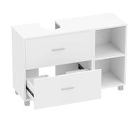 Homcom mueble bajo lavabo, mueble de baño con 2 cajones y 2 estantes abiertos, diseño modular, estilo moderno, armario de baño para lavabo sin pedestal, 90x30x60 cm, blanco