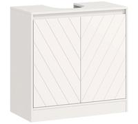 HOMCOM Mueble Bajo Lavabo Mueble de Baño con 2 Puertas Estante Ajustable para Lavabos con o sin Pedestal 60x30x59,8 cm Blanco BLANCO