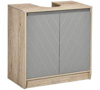 HOMCOM Mueble para Debajo del Lavabo con Estante Ajustable 60x30x59,8 cm Oak and gray