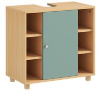 HOMCOM Mueble bajo lavabo, mueble de baño con 6 estantes abiertos y puerta de cierre suave 60 x 33 x 57 cm, verde