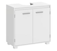 Homcom mueble bajo lavabo, mueble de baño con estante ajustable, 2 puertas y recorte en u, estilo moderno, para lavabo con o sin pedestal, 60x30x60 cm, blanco