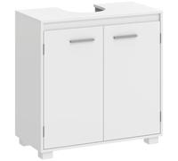Homcom mueble bajo lavabo, mueble de baño con estante ajustable, 2 puertas y recorte en u, estilo moderno, para lavabo con o sin pedestal, 60x30x60 cm, blanco