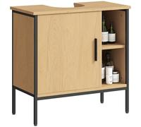 HOMCOM Mueble bajo Lavabo con Puerta y Estante Ajustable para Lavabo con Pedestal 60x30x59,5 cm Roble Caqui oscuro