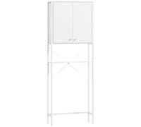 HOMCOM Mueble Baño sobre WC y Lavadora con Armario y Estante Abierto, 64x20x180 cm, Blanco
