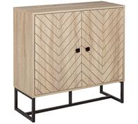 HOMCOM Mueble buffet con 2 puertas para bebidas y patas metálicas negro dim. 80 cm de largo x 29.5 cm de ancho x 80 cm de alto