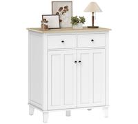 HOMCOM Mueble Buffet para Cocina, Mueble de Almacenamiento para Dormitorio, Sala de Estar, Escritorio con 2 Puertas y 2 Cajones - 76x48x91 cm - Blanco y Asp