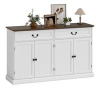 HOMCOM Mueble buffet para salón con 4 puertas, bandeja de almacenamiento gruesa, 2 cajones silenciadores y estantes ajustables, estilo rústico