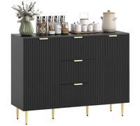 HOMCOM Mueble de almacenaje para cocina tipo buffet con 3 cajones, estantes ajustables, armarios con puertas caneladas y pi