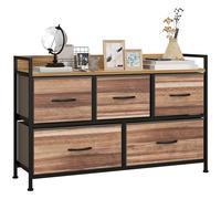 HOMCOM Mueble de almacenaje práctico 5 cajones de tela 98x29x63 cm estructura de acero negro