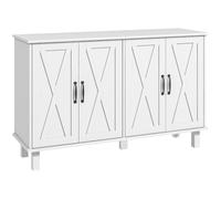 HOMCOM Mueble de Almacenamiento buffet bajo 4 puertas con estantes ajustables en altura estilo campestre longitud 120 cm Blanco Aosom España