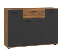 HOMCOM Mueble de Almacenamiento Buffet de salón con 4 armarios cajones y estanterías ajustables 120x35x85 cm Marrón y Negro Aosom España