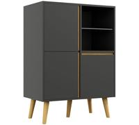 HOMCOM Mueble de Almacenamiento diseño moderno con estantes ajustables y patas de madera maciza 70x40x96,1 cm Gris Oscuro Aosom España