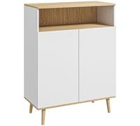 HOMCOM Mueble de Almacenamiento sobre pie escandinavo armario 2 puertas con estante interior Blanco y aspecto madera Aosom España