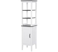 HOMCOM Mueble de Baño Alto Estrecho, Mueble Ahorra Espacio con 3 Estantes Abiertos, Estante Regulable, para Lavandería, 40x38x162.5 cm, Blanco