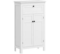 HOMCOM Mueble de Baño Columna de Baño con Cajón 2 Puertas y Estantes Ajustables Armario de Baño Moderno 60x30x102,5 cm Blanco BLANCO