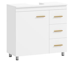 HOMCOM Mueble de Baño con Diseño de 3 Niveles, MDF, Aglomerado, Blanco
