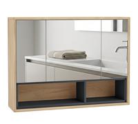 HOMCOM Mueble de Baño con Espejo 3 Puertas y 8 Compartimentos Roble Aosom España