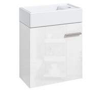 Homcom mueble de baño con lavabo de pared lavabo con puerta con cierre suave y armario mueble para lavabo moderno 40x23x50 cm blanco brillante 23 cm