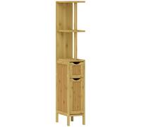 HOMCOM Mueble de Baño con Puertas y Estantes Abiertos Armario de Baño Moderno 18x30x120 cm Natural