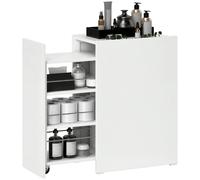HOMCOM Mueble de Baño Estrecho con Cajón y Ruedas Organizador Independiente con 3 Compartimentos 47x30x66,5 cm Blanco blanco
