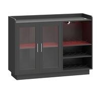 HOMCOM Mueble de Bar con Luces LED RGB y Botellero para 12 Botellas Armario Buffet para Vinos para Comedor Salón Negro Negro