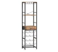 HOMCOM Mueble de Bar para Vinos con Soporte de Copas y Cajón, Botellero para 12 Botellas, con Estante Abierto, Estilo Industrial, para Cocina, Comedor, Bar, 40x30x148 cm, Marrón Rústico
