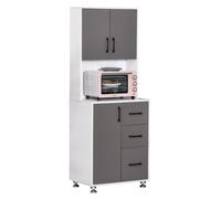 HOMCOM Mueble de cocina tipo buffet, armario de cocina, 3 puertas, 3 cajones y encimera, mueble de almacenaje para