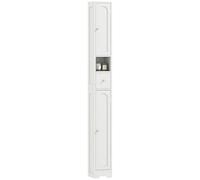 HOMCOM - Mueble de columna, cuarto de baño, armario de almacenamiento estrecho con 2 puertas arqueadas, cajón, compartimento abierto y estante ajustable, para inodoro, espacios pequeños, 20 x 20 x 185