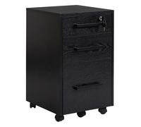 HOMCOM Mueble de oficina con ruedas 3 cajones 1 con cerradura 1 archivador en madera negra Black