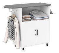 HOMCOM Mueble de Plancha con Ruedas con Barra 125x43,5x102,5 cm Blanco