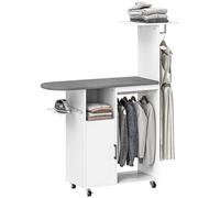 HOMCOM Mueble de Planchar Ruedas Soporte Lateral 127,5x43,5x153 cm Blanco