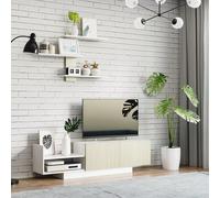 HOMCOM Mueble de Salón para TV con Mesa 150x31,5x40 cm y Estante 95,5x16x60 cm Natural/natural