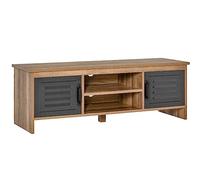 HOMCOM Mueble de TV 42" 2 Puertas Metal 109x35x38 cm Madera Natural y Gris