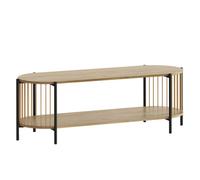 Homcom mueble de tv bohemio mesa de tv hasta 55 pulgadas con diseño en cuerda de papel y 2 estantes abiertos para salón dormitorio 124x43,5x41 cm natural 124 cm