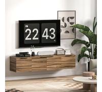 HOMCOM - Mueble de TV colgante de 150 cm, mueble de TV de hasta 65 pulgadas, banco de TV de pared con 3 armarios a puertas y estantes extraíbles para salón y dormitorio, color marrón