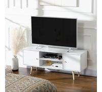 HomCom Mueble de TV salón 2 puertas 2 estantes para TV hasta 55 pulgadas Blanco 120x34x50 cm