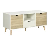 HomCom Mueble de TV con cajón y 2 puertas 50'' Blanco y madera natural