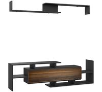 HOMCOM Mueble de TV con Estante de Pared Estantes Abiertos y Armario de Madera Negro y Marrón Aosom España