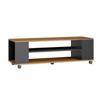 HOMCOM Mueble de TV con Ruedas, Mesa de TV Suspendido o de Pie, para Salón, con 4 Estantes Abiertos, Televisión de 55 Pulgadas Nogal y Negro