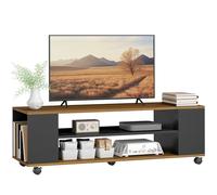 HOMCOM Mueble de TV con Ruedas, Mesa de TV Suspendido o de Pie, para Salón, con 4 Estantes Abiertos, Televisión de 55 Pulgadas Nogal y Negro
