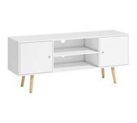 HOMCOM Mueble de TV de Salón Mesa para TV con 2 Puertas 2 Estantes de Almacenamiento para Televisores de hasta 55 Pulgadas para Dormitorio 120x34x50 cm Blanco