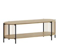 HOMCOM Mueble de TV Estilo Bohemio hasta 55 Pulgadas con Diseño en Cuerda de Papel y 2 Estantes Abiertos 124x43,5x41 cm Natural
