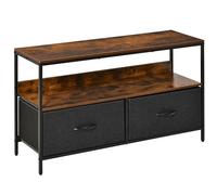 HOMCOM Mueble de TV, Mesa de TV con Estante, 98 cm, Marrón Rústico Negro