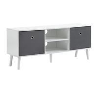 HOMCOM Mueble de TV Moderno para Televisores hasta 50" con 2 Cajones de Tela y Estantes Abiertos 110x29x46,5cm Blanco y Gris Aosom España